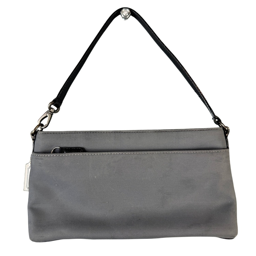 Coach 7407 Gray Twill Fabric and Leather Small Shoulder Bag Handbag